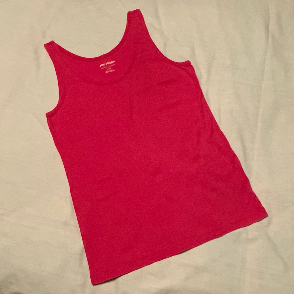 Joe Fresh Bright Pink Cotton Tank Top (Large)
